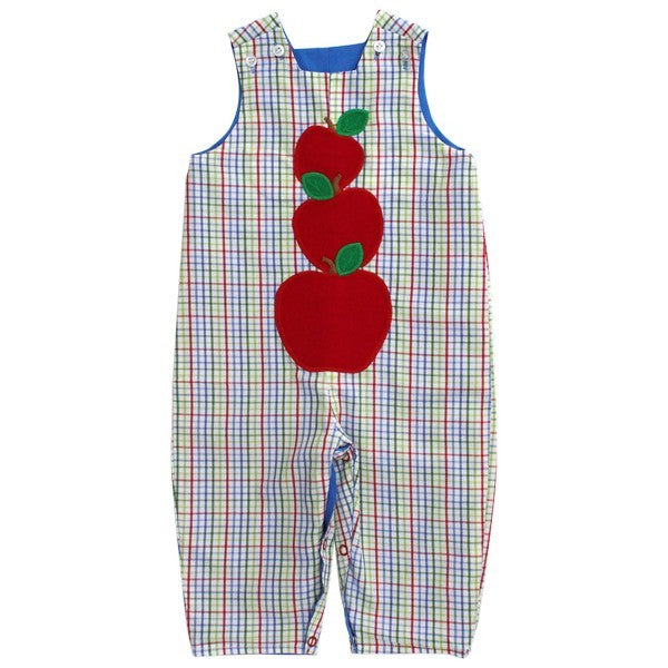 Bailey Boys Baby / Toddler Plaid Apples Longall - Reverses to Blue Football Touchdown