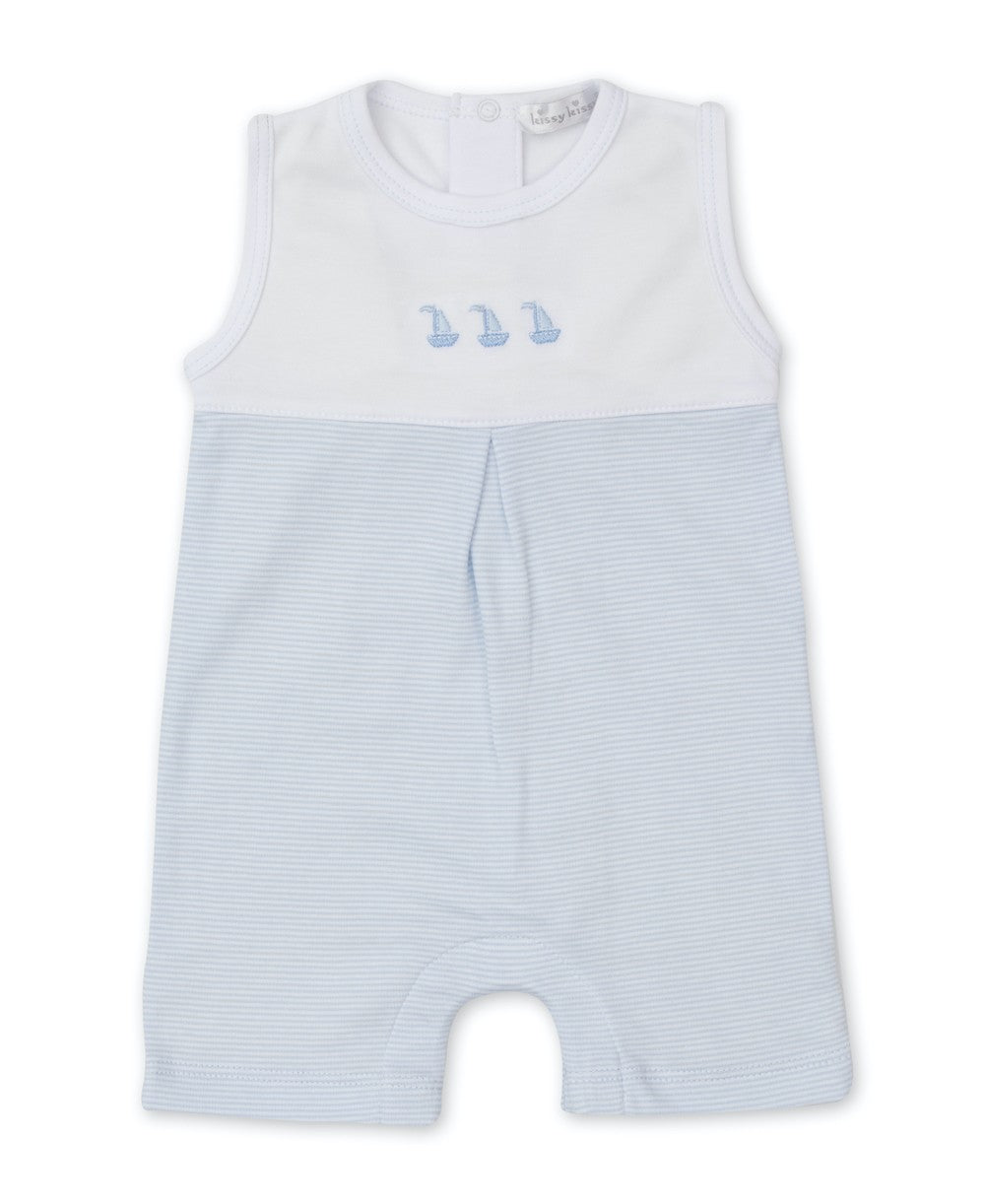 Kissy Kissy Baby Boys Light Blue Striped Sleeveless Playsuit - Classic Treasures Sailboat by Kissy Kissy