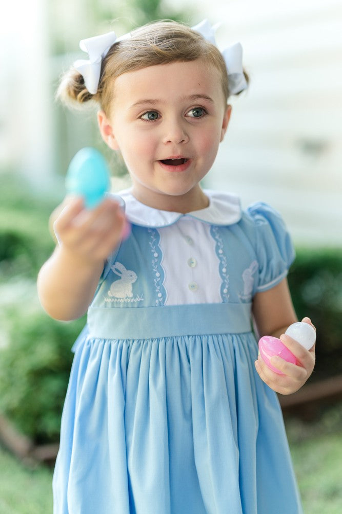 Proper Peony Girls Easter Dress - Blue Blanche Bunny
