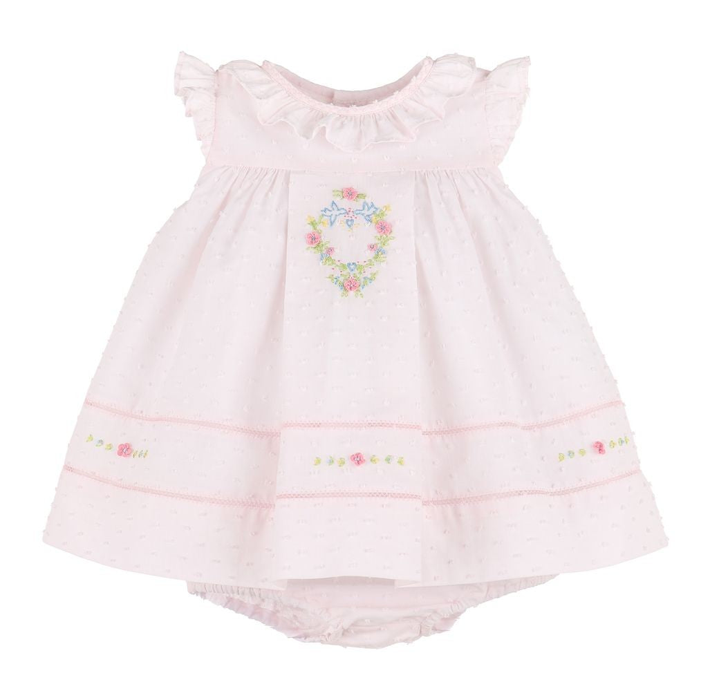 Sophie & Lucas Girls Dotted Swiss Embroidered Ruffle Float Dress - Pink 3M Sophie & Lucas Girls Dotted Swiss Embroidered Ruffle Float Dress - Pink 3M