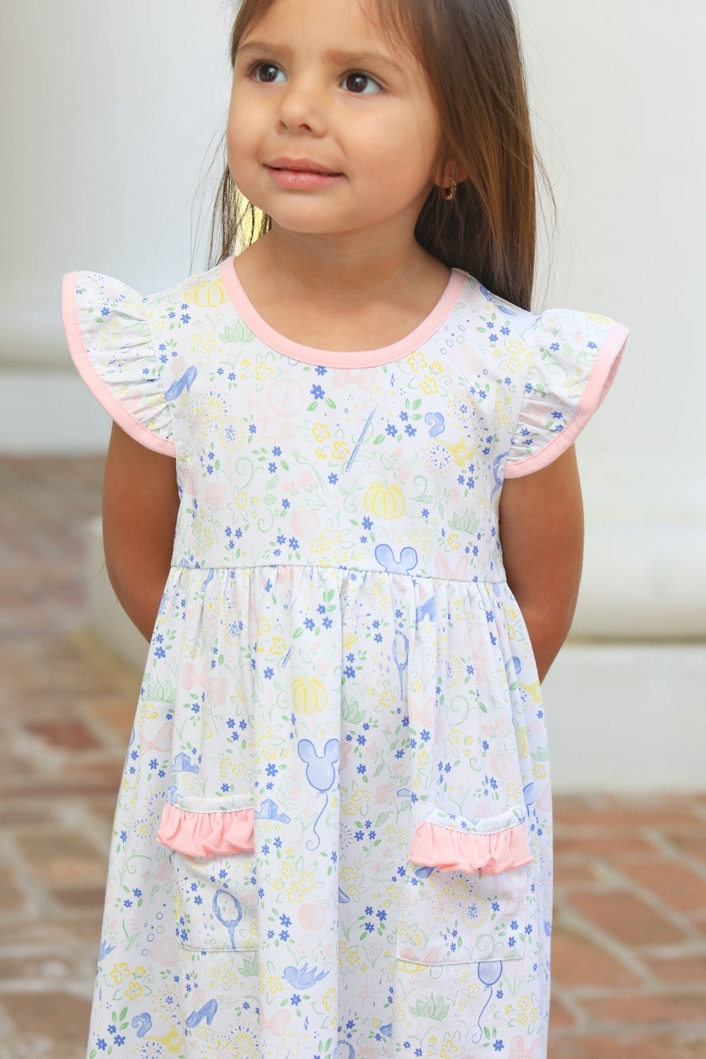 Trotter Street Kids Girls Pink Enchanted Mouse Pocket Dress
