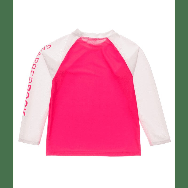 Snapper Rock Girls Lipstick Pink & White Long Sleeved Rash Guard Top