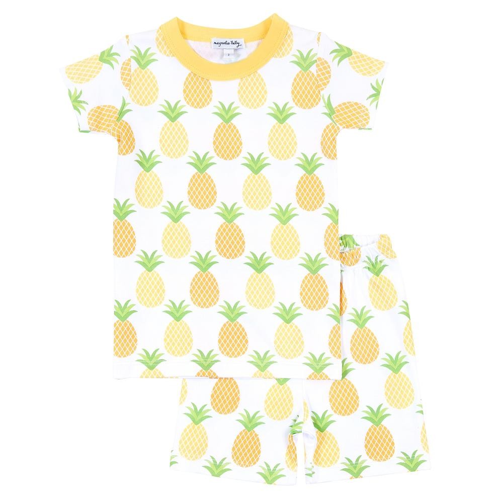 Magnolia Baby Little Girls Yellow Pineapple Print Short Pajamas