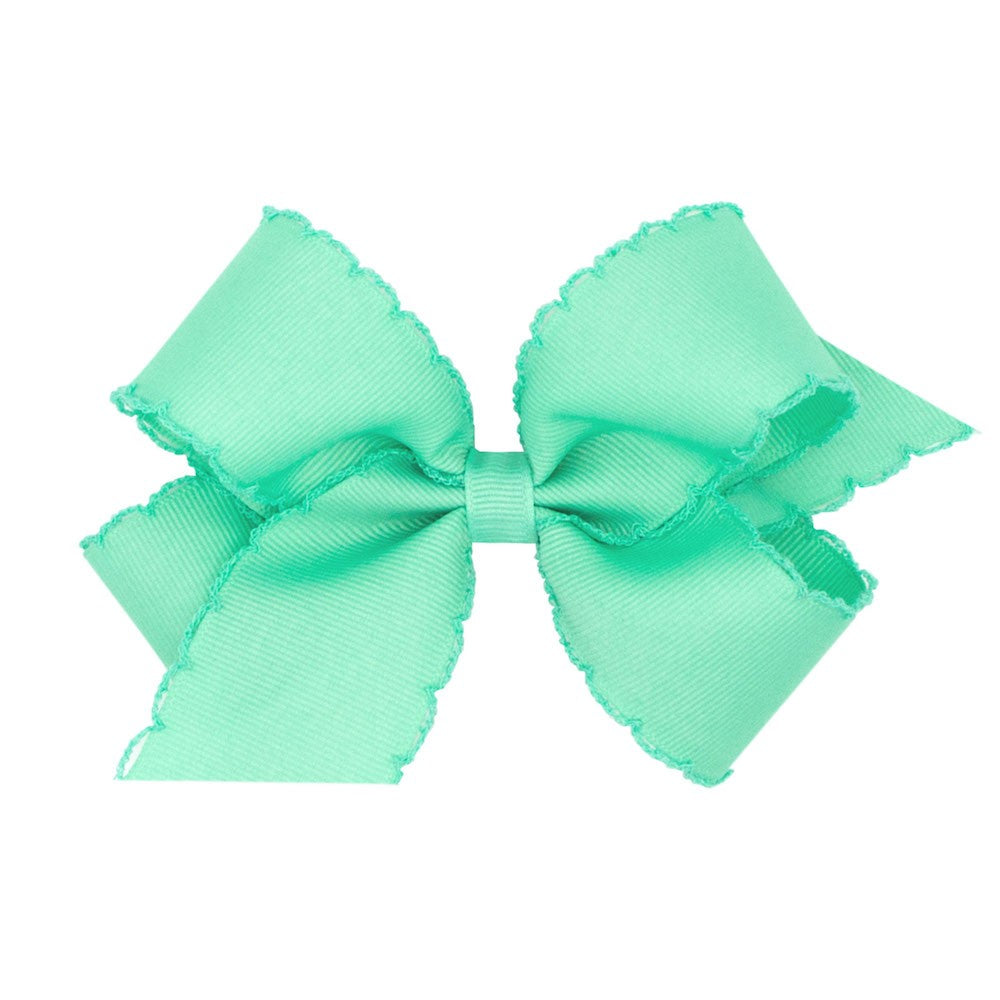 Wee Ones Girls Hair Bow - Monotone Moonstitch - Lucite Green