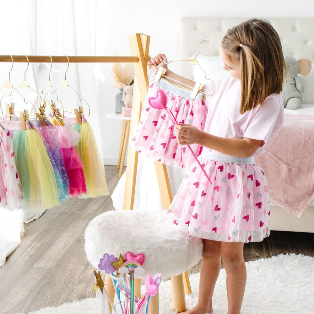 Sweet Wink Girls Valentine's Day Tutu Skirt - Pink Mini Glitter Hearts