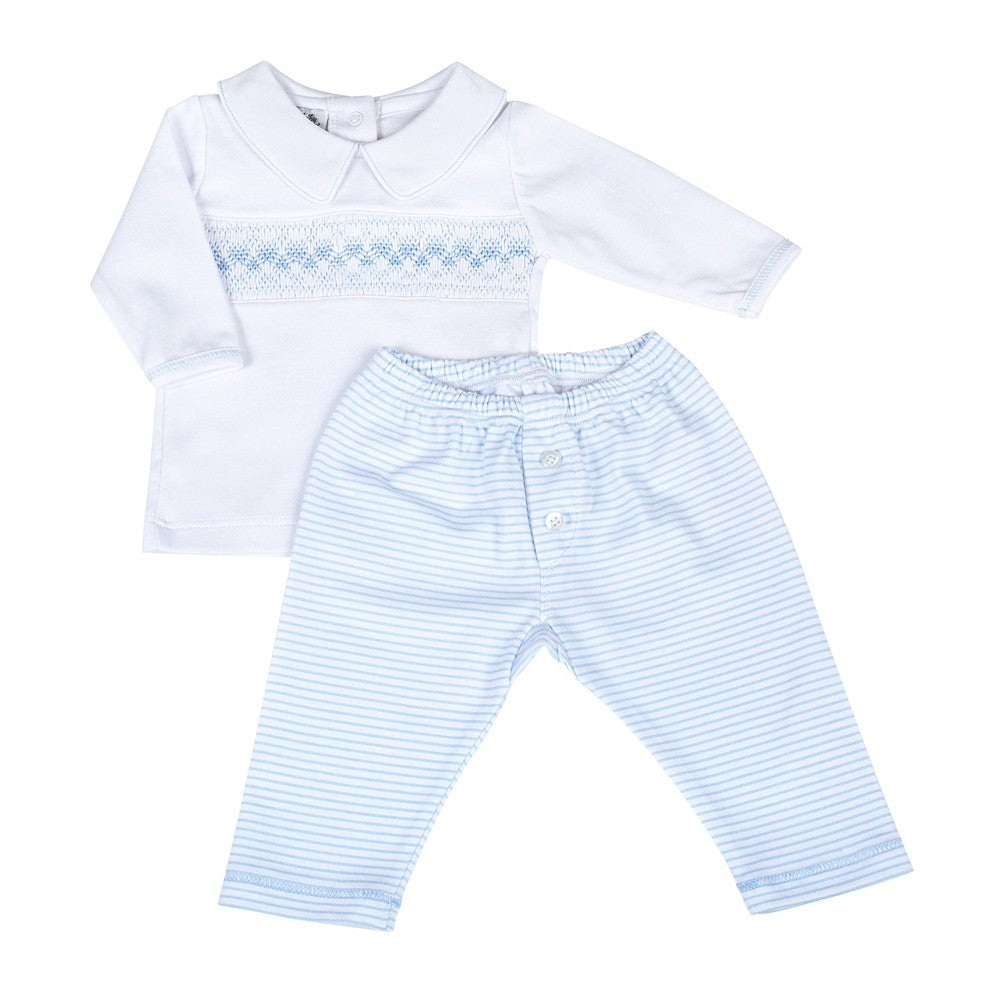 Magnolia Baby Boys Lilly and Logan Smocked Pant Set - Blue