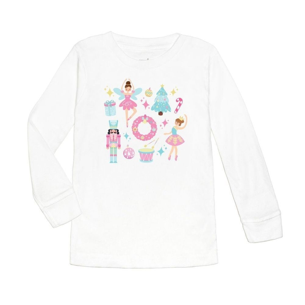 Sweet Wink Girls White Shirt - Christmas Nutcracker Doodles