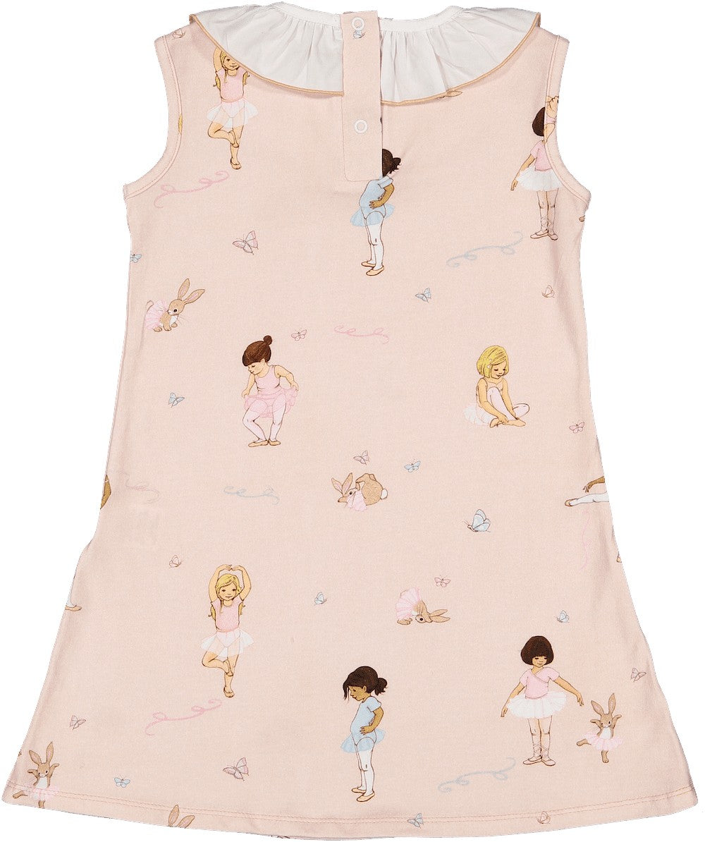 Sal & Pimenta Girls Sleeveless A-Line Dress - Pink Ballerinas