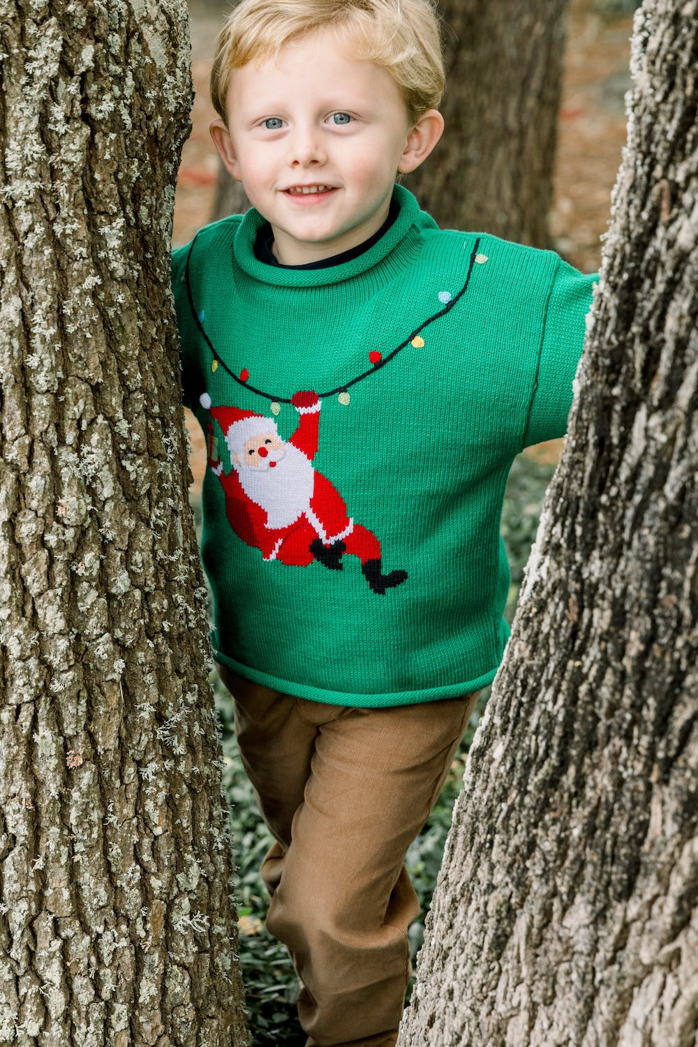 Bailey Boys Kelly Green Roll Neck Christmas Sweater - Santa Claus - 12M Bailey Boys Kelly Green Roll Neck Christmas Sweater - Santa Claus - 12M
