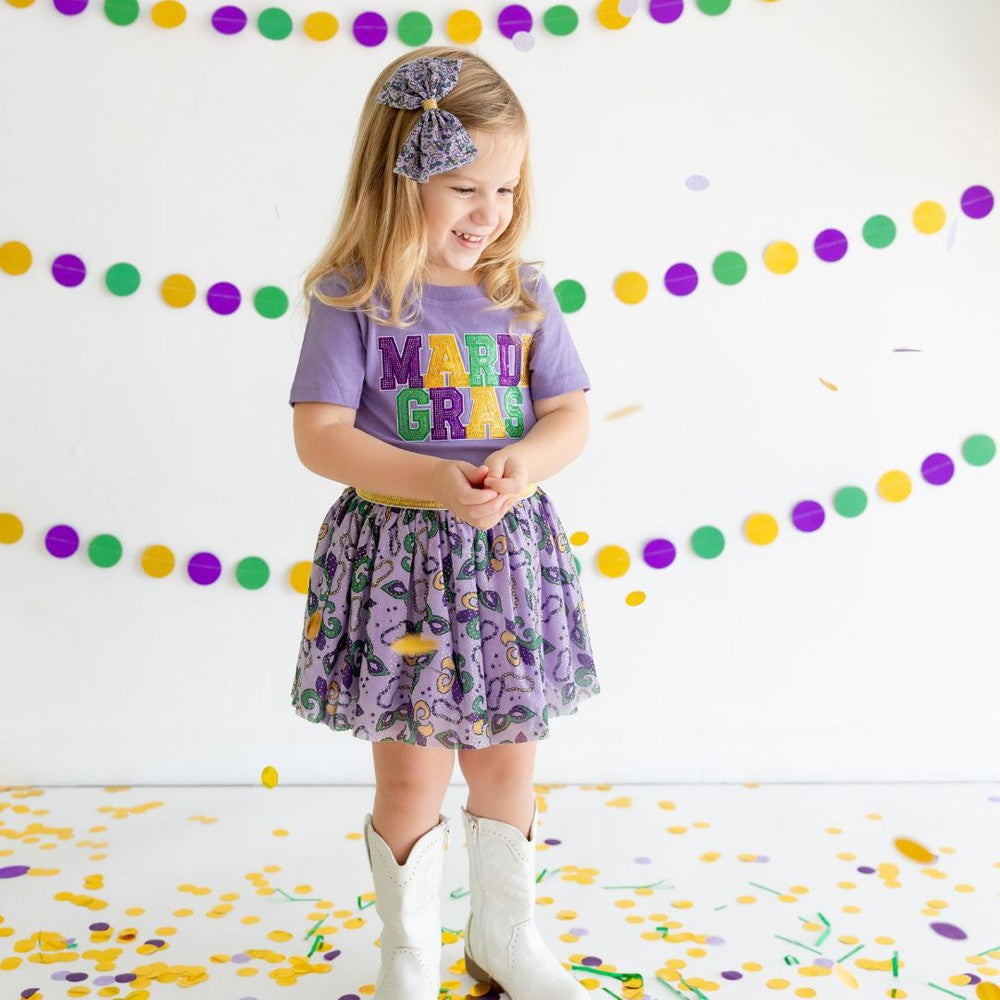Sweet Wink Mardi Gras Patch Short Sleeve T-Shirt - Lavender