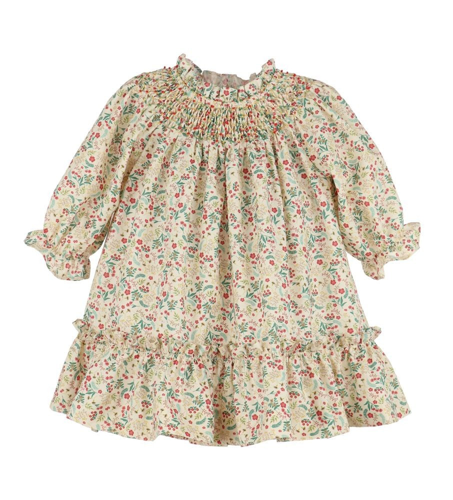 Luli & Me Girls Winterberry Floral Smocked Bishop Dress - 3M Luli & Me Girls Winterberry Floral Smocked Bishop Dress - 3M