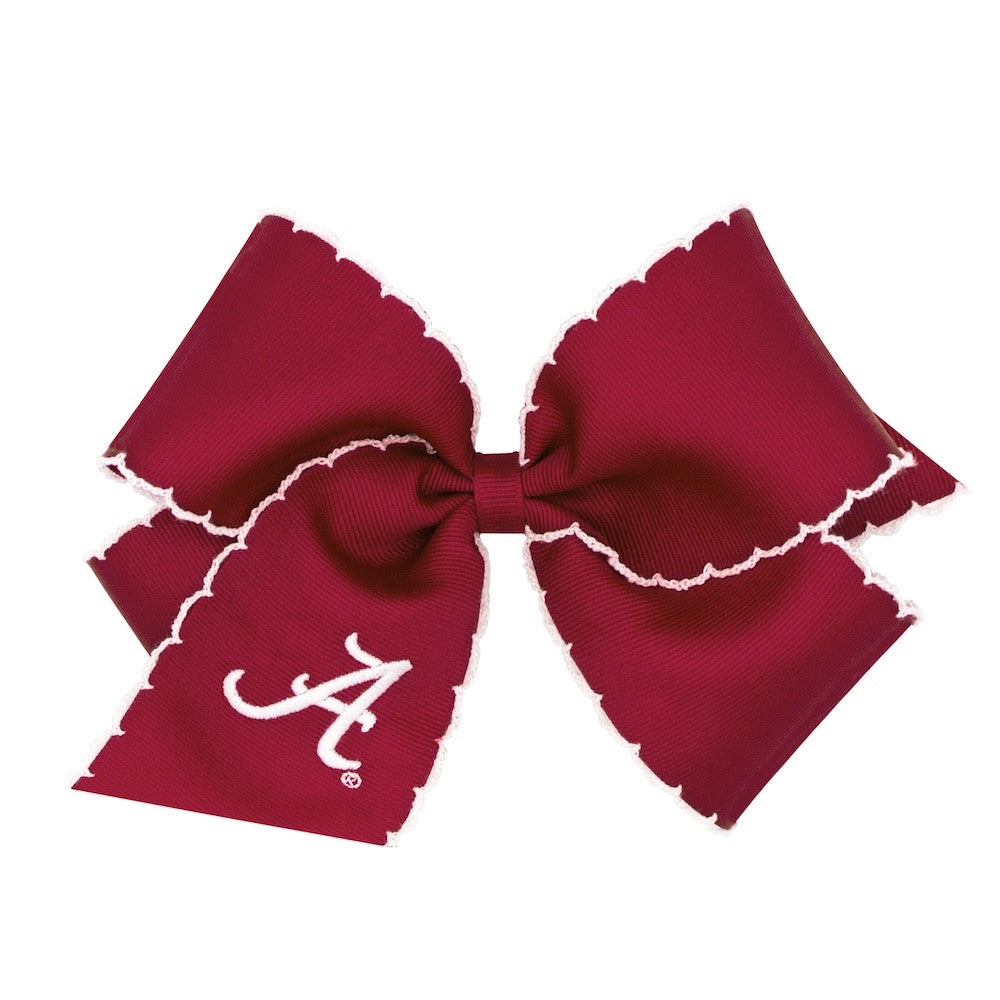 Wee Ones Girls Hair Bow on Clip - Crimson Moonstitch - Embroidery Alabama by Wee Ones