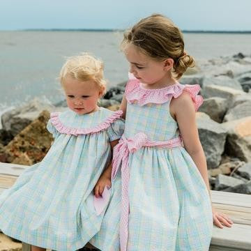 The Bailey Boys Girls Preppy Plaid Seersucker Dress - Sash
