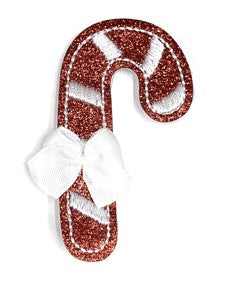 Wee Ones Girls Glitter Pinch Clip - Christmas Candy Cane with Bow