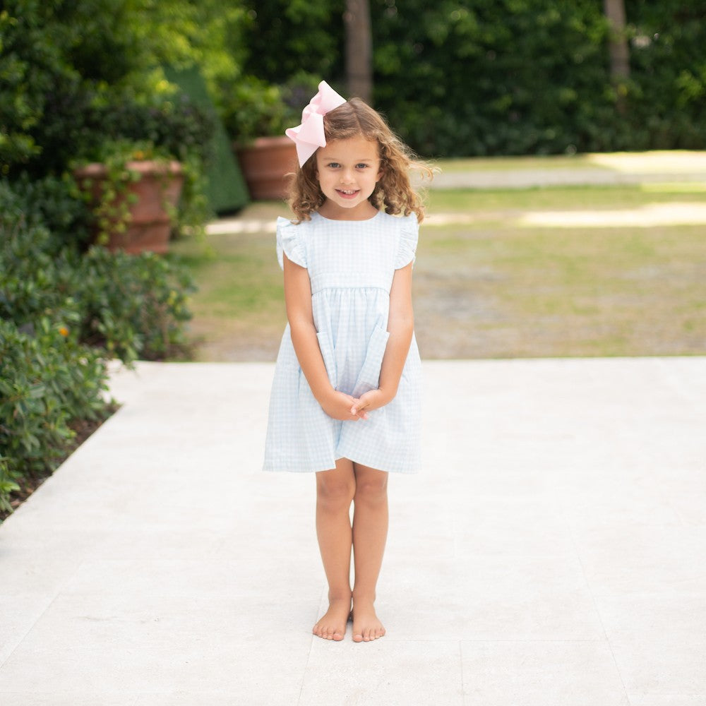 James & Lottie Girls Margaret Dress - Blue Checks
