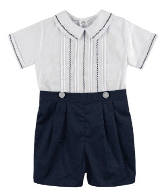 Feltman Brothers Baby Boys Feather Stitched Bobby Suit - Navy Blue by Feltman Brothers