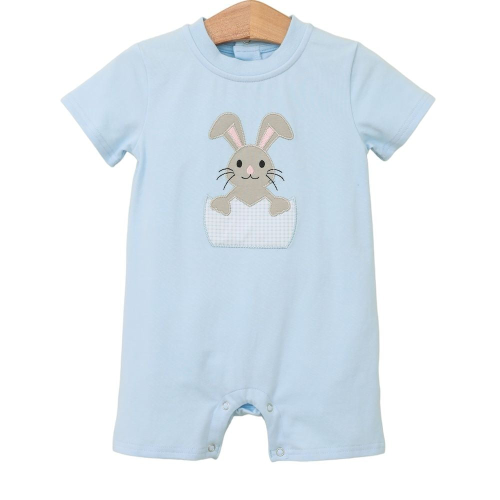 Trotter Street Kids Baby Boys Blue Easter Bunny Romper