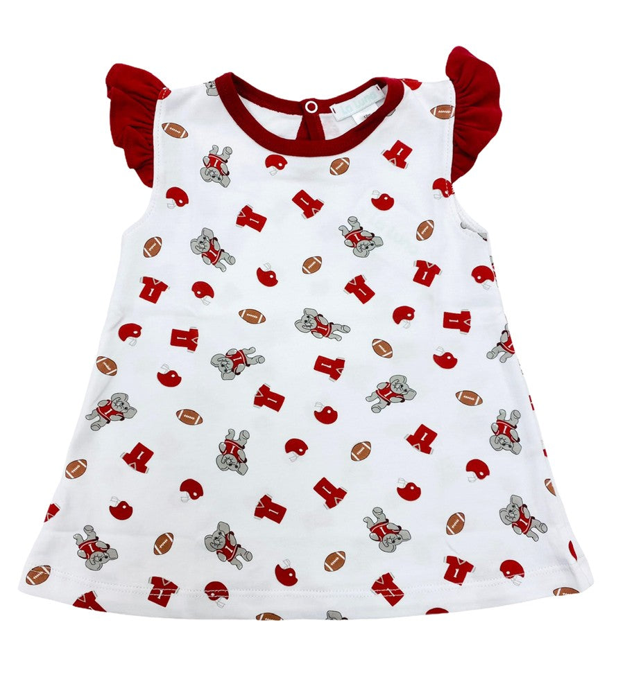 La Luna Girls Penny Dress with Angel Sleeves - Red Alabama Bama Crimson Tide by La Luna