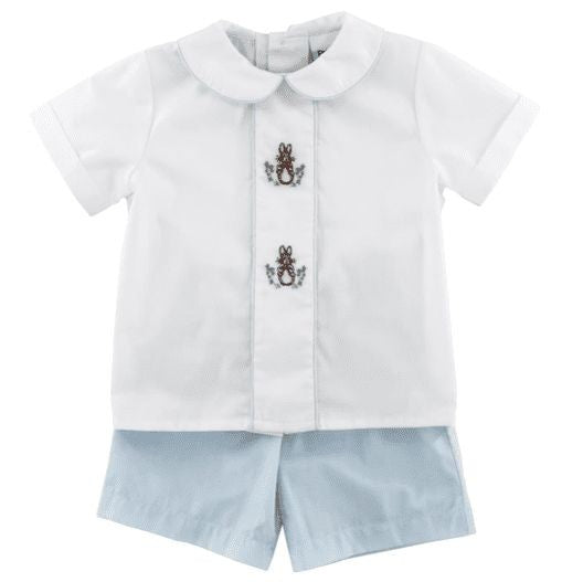 Bailey Boys Toddler Shorts Set - Blue with Easter Bunny