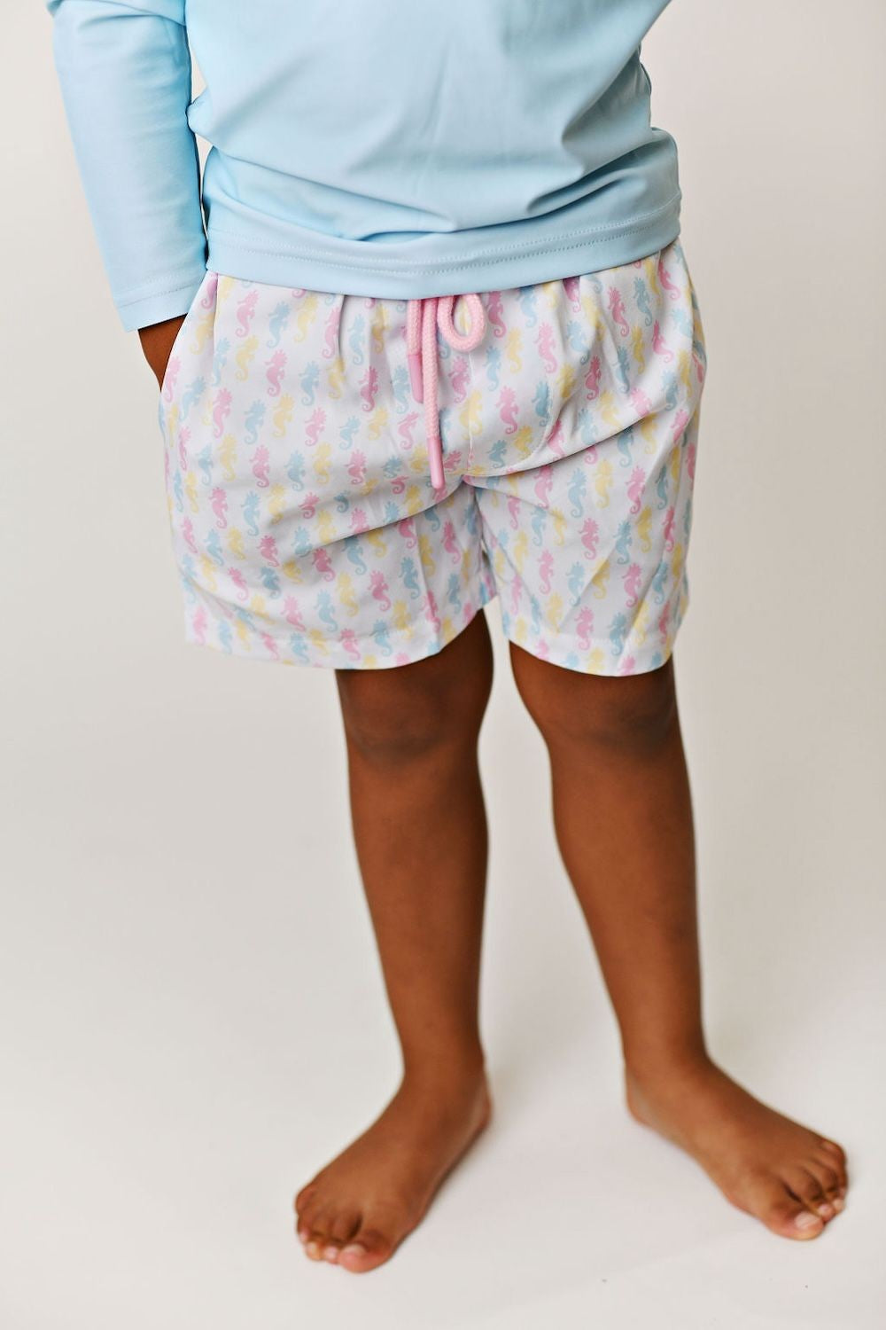 Swoon Baby Boys Swim Trunks - Pastel Sea Horses Print
