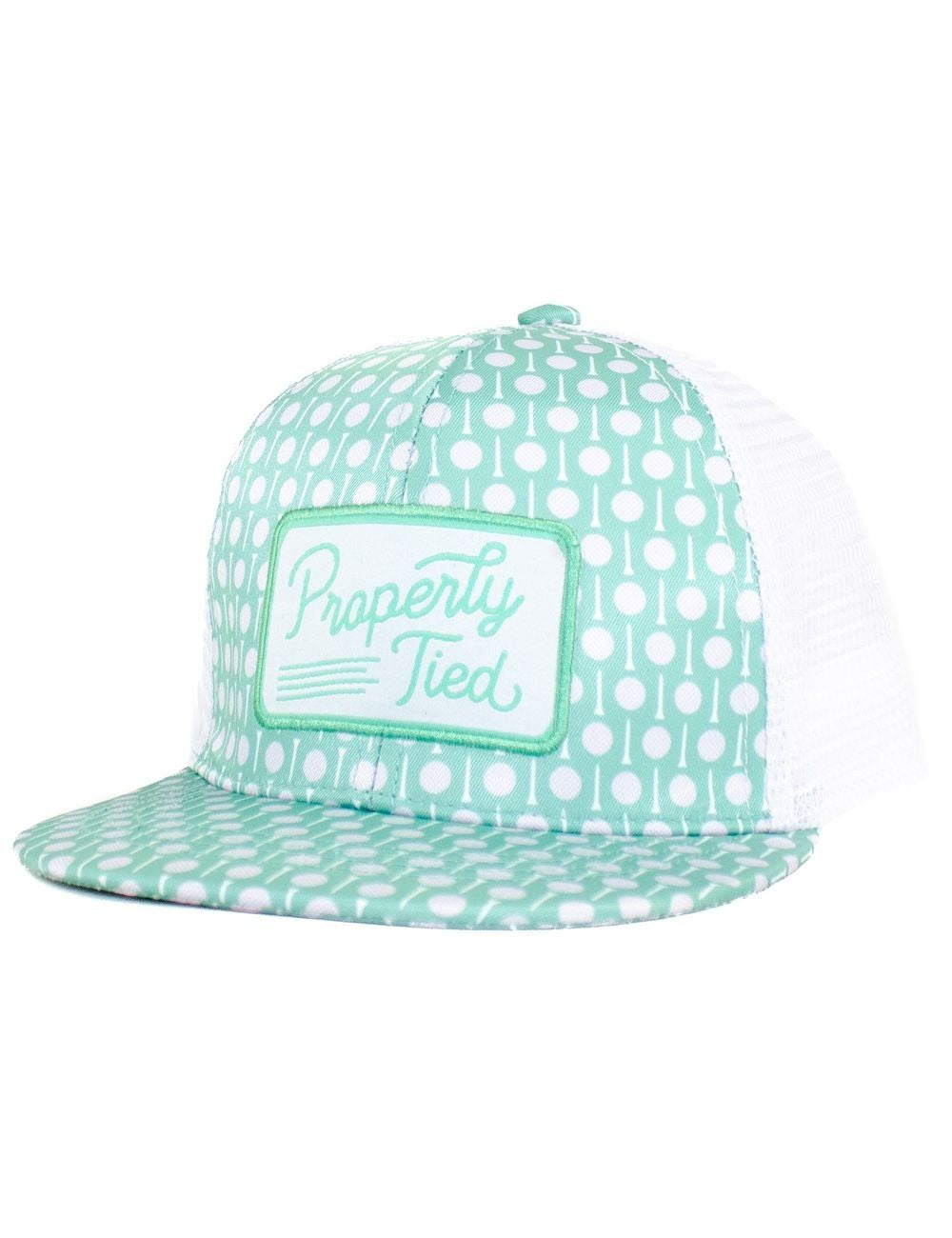 Properly Tied Boys Sportsman Trucker Hat - Aqua Golf Tee Time