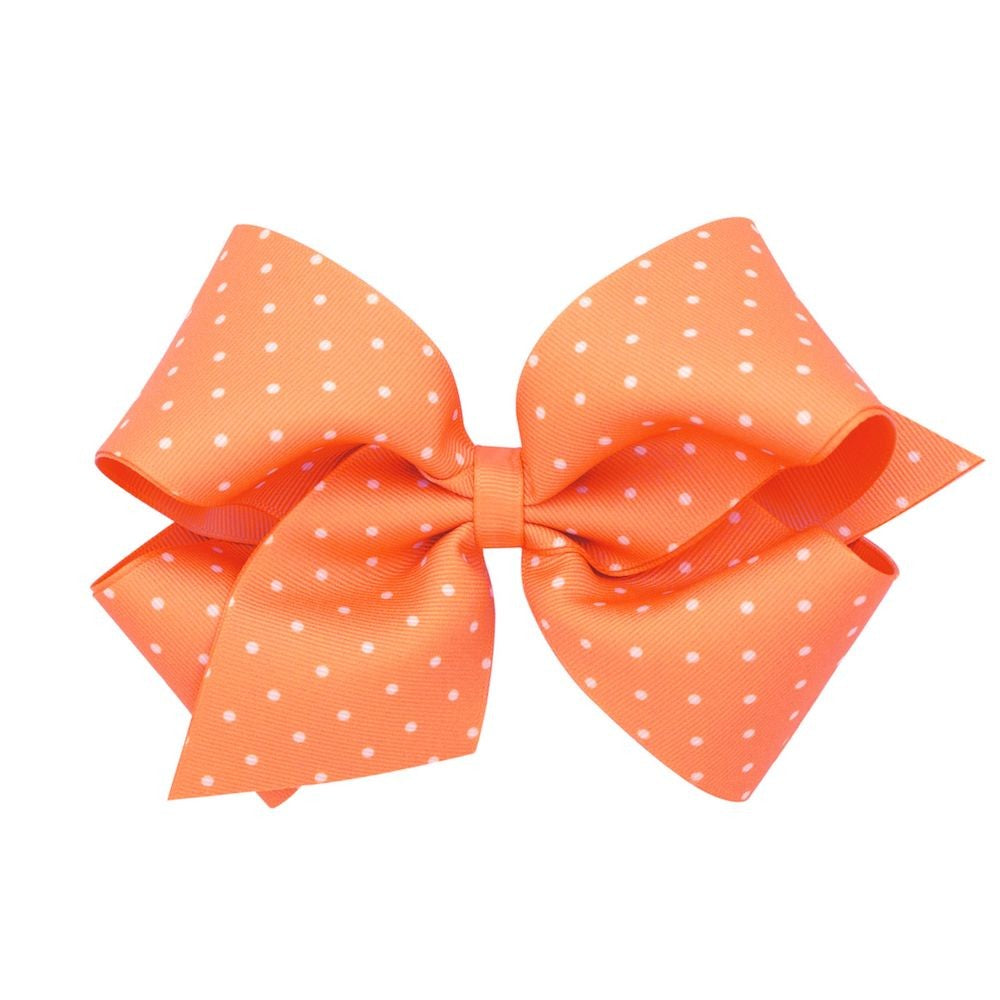 Wee Ones Girls Grosgrain Hair Bow - Tiny Dots - Apricot Orange