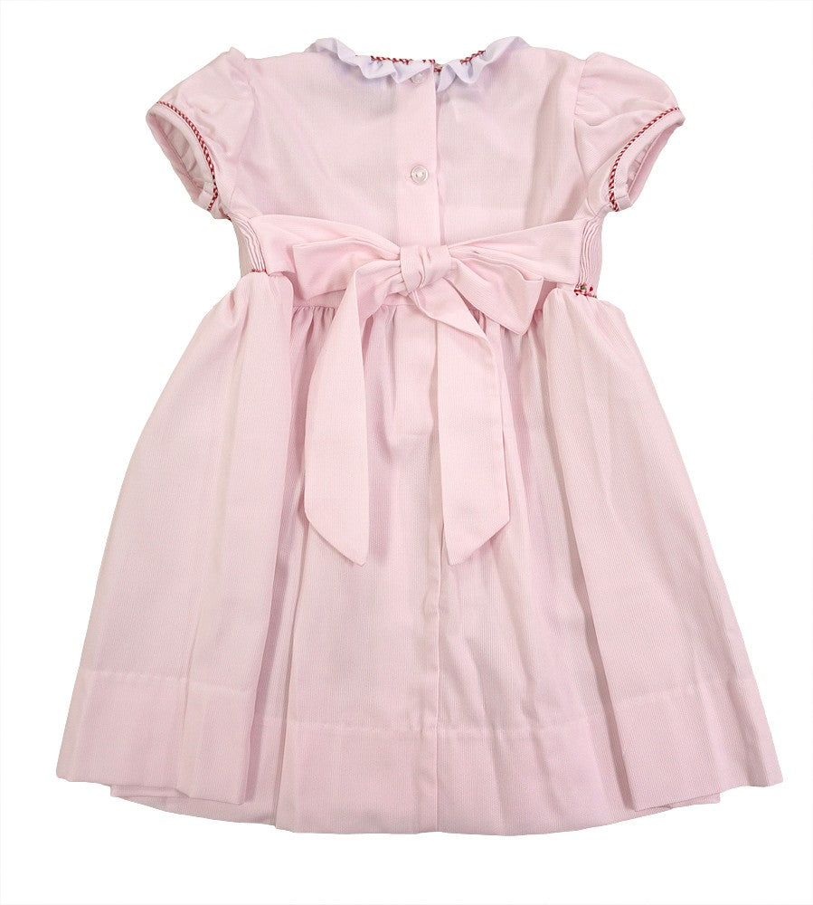 LuLu BeBe Girls Pink Smocked Santa Claus Dress with Sash