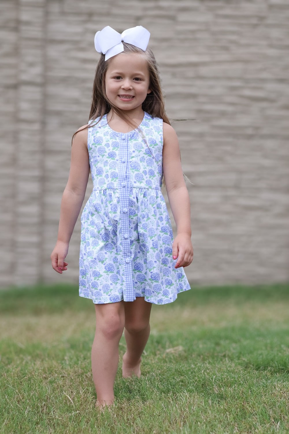Whimsy Bay Kids Girls Blue Floral Hampton Hydrangea Dress