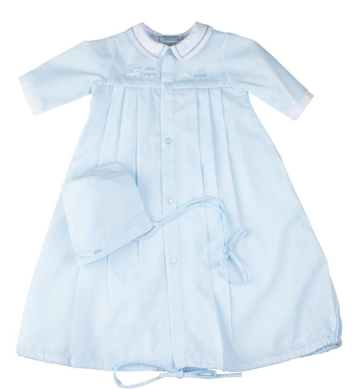 Feltman Brothers Newborn Baby Boys Take Me Home Gown - Blue with Train