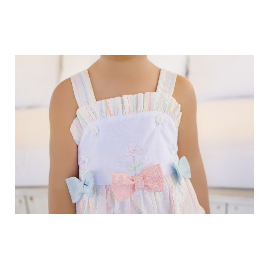 Sal & Pimenta Girls Bubble - Neon Pastel Stripes with Bows on Front