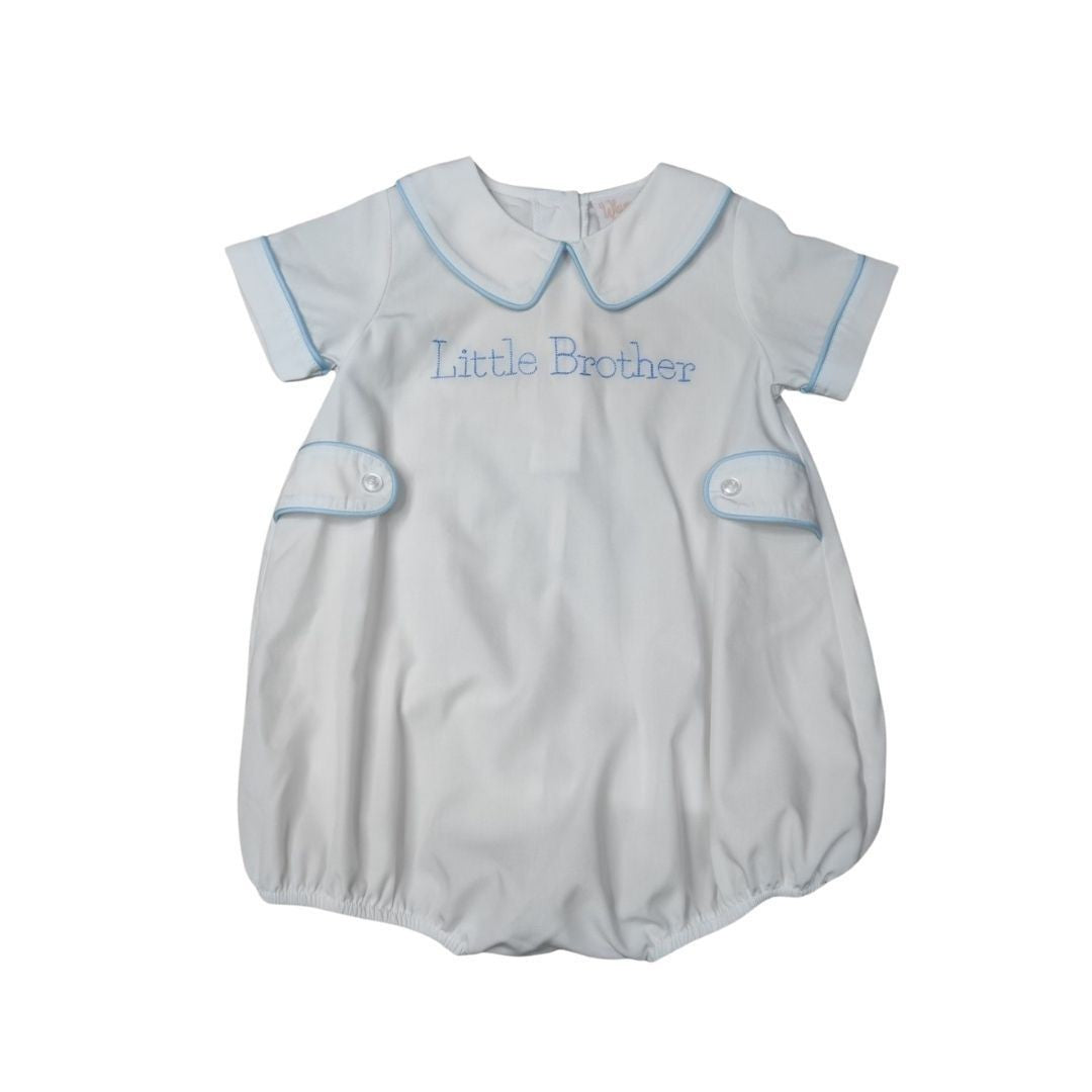 Whimsy Bay Kids Baby Boys Embroidered Little Brother Bubble