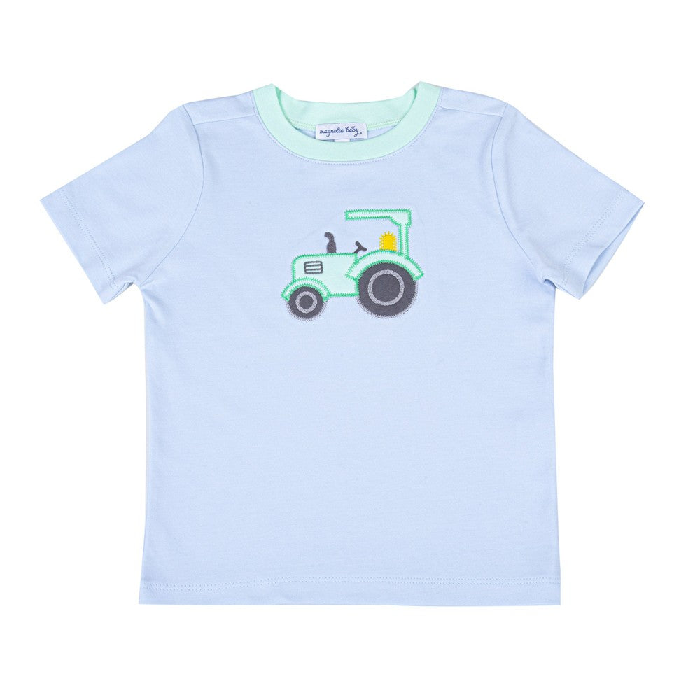Magnolia Baby Boys Blue Tractor Time Applique T-Shirt