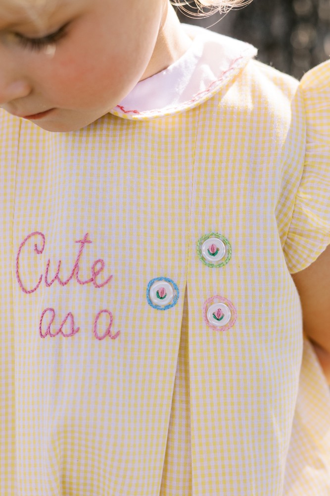 Proper Peony Girls Yellow Check Cute as a Button Bubble