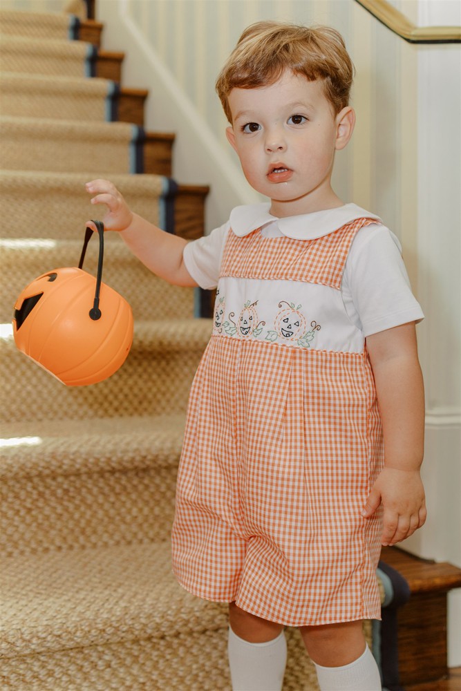 Proper Peony Boys Halloween Jack O 'Lantern Orange Jon Jon