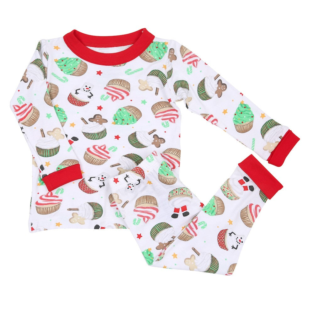 Magnolia Baby Little Girls Red Festive Christmas Cupcakes Long Pajamas by Magnolia Baby