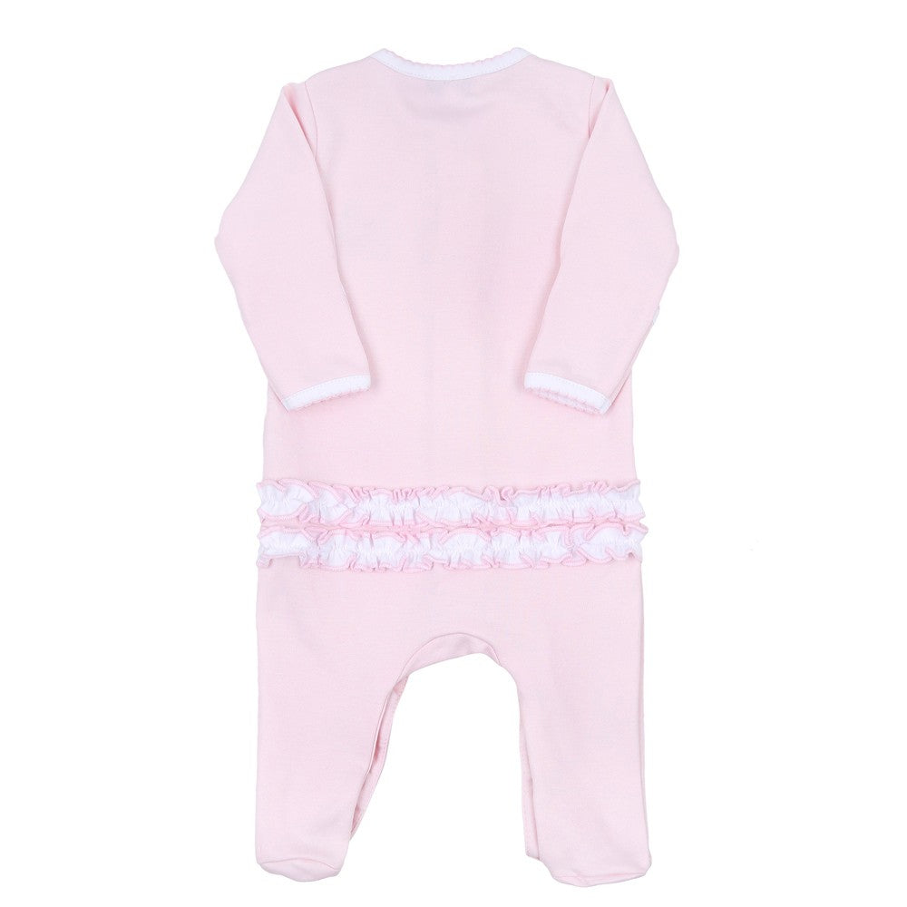 Magnolia Baby Girls Sweet Little Christmas Embroidered Footie - Pink
