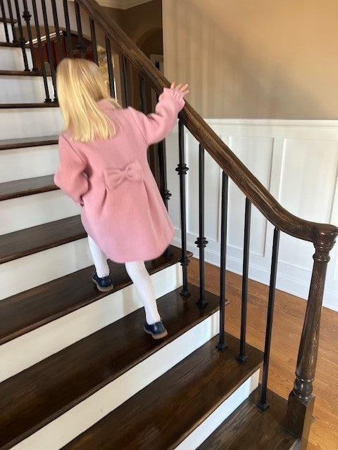 Marae Girls Dress Coat - Ruffle Front - Bow in Back - Rosa Pink