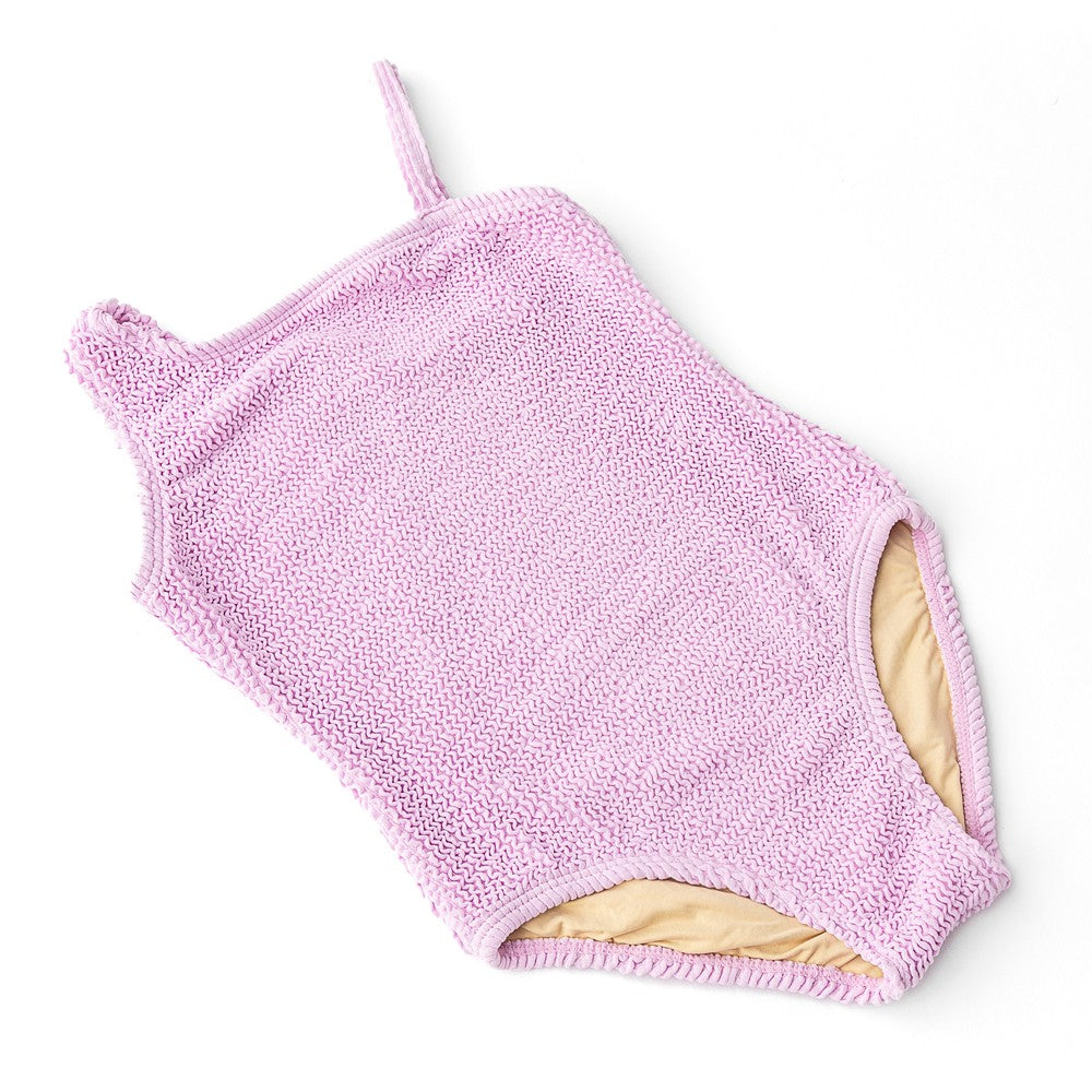 Shade Critters Girls One Piece Swimsuit - One Shoulder - Lavender Crinkle
