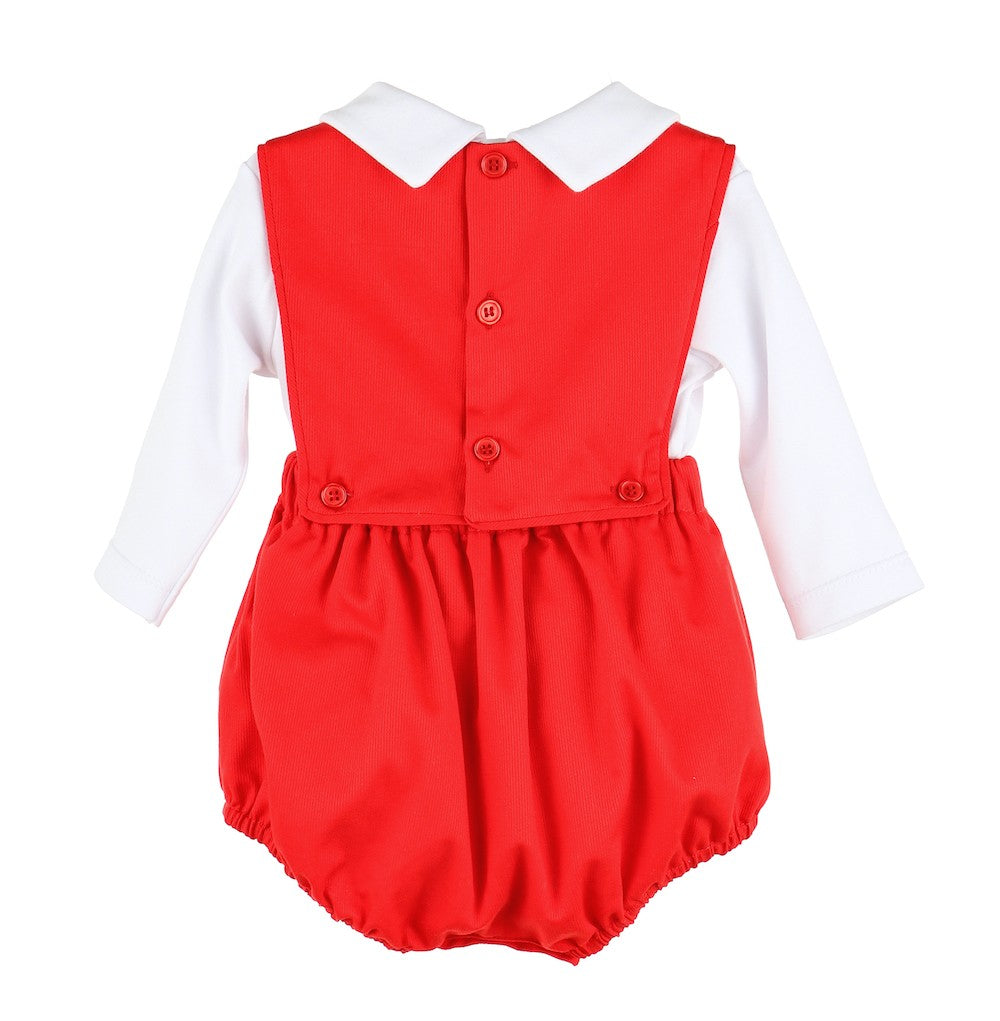 Sophie & Lucas Baby Boys Red Winterberry Bubble with Shirt