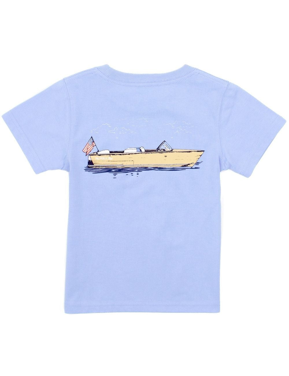 Properly Tied T-Shirt - Logo Pocket on Front - Graphic on Back - Boating Tradition on Light Blue by Properly Tied