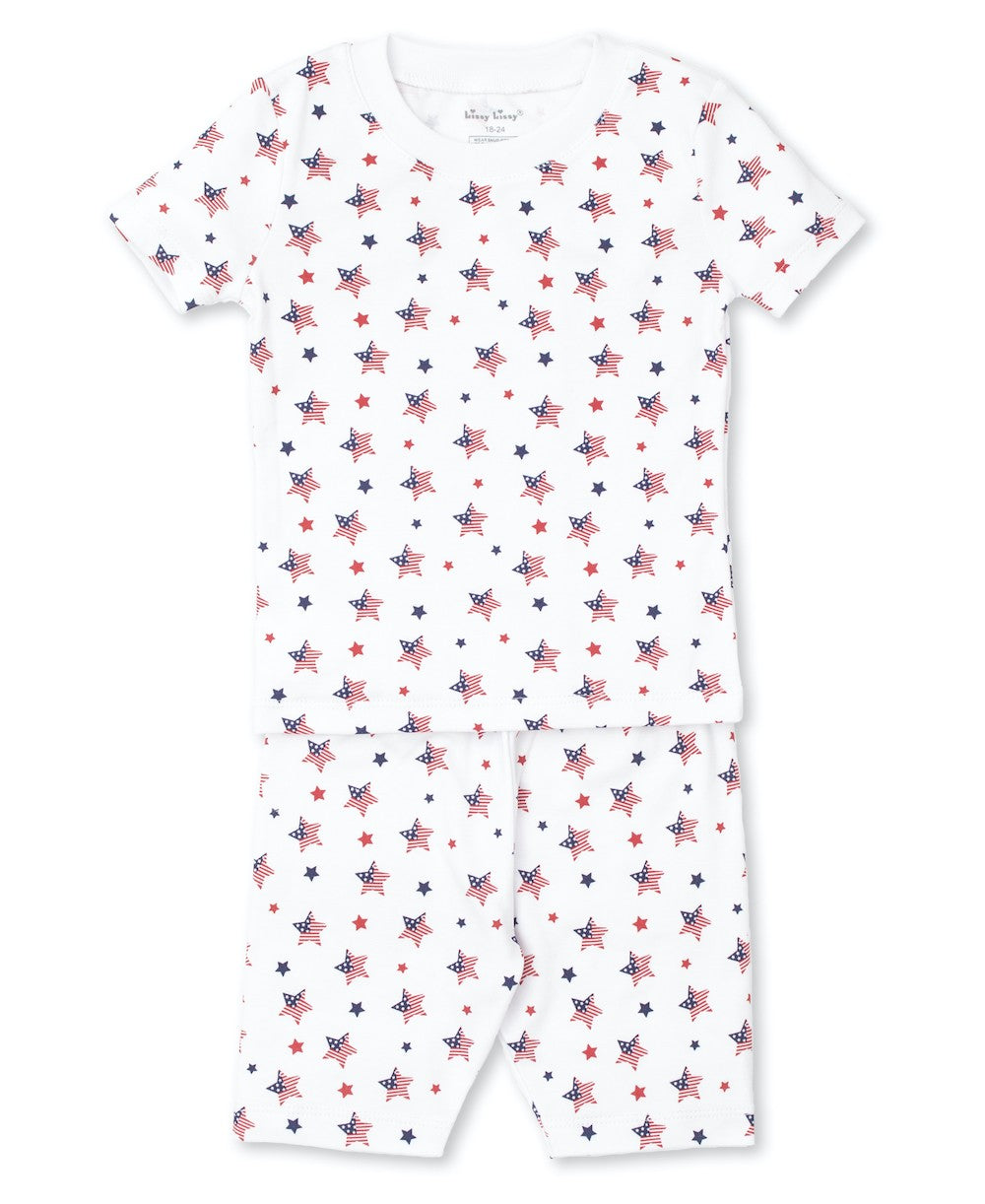 Kissy Kissy Snug Fit Short Pajamas - Esprit de America Patriotic Flag Stars by Kissy Kissy
