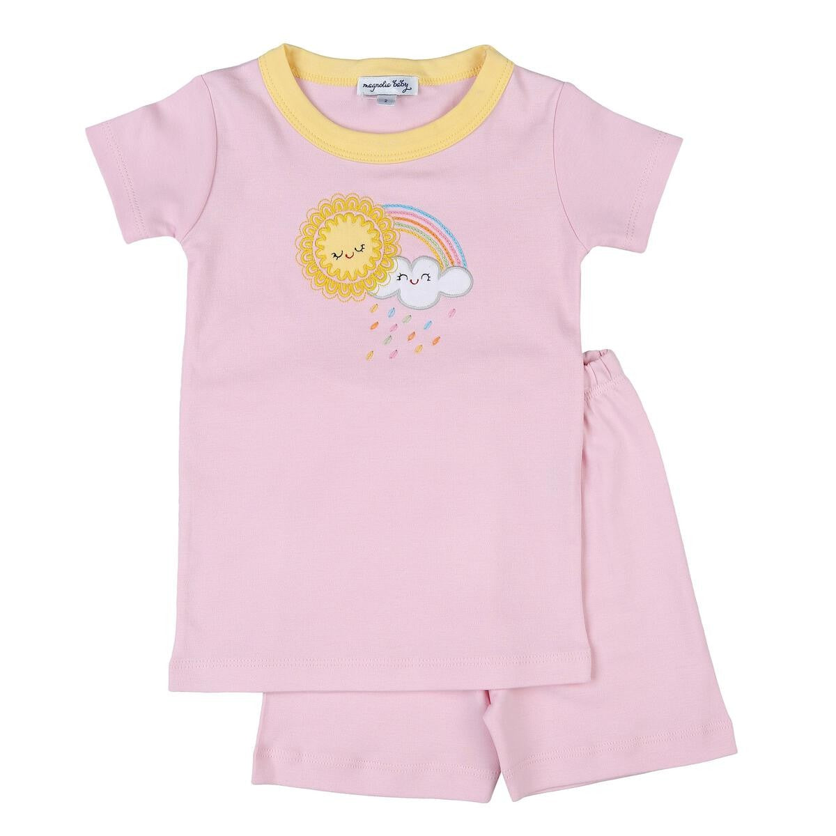 Magnolia Baby Girls Pink Happy Day! Rainbow Short Pajamas