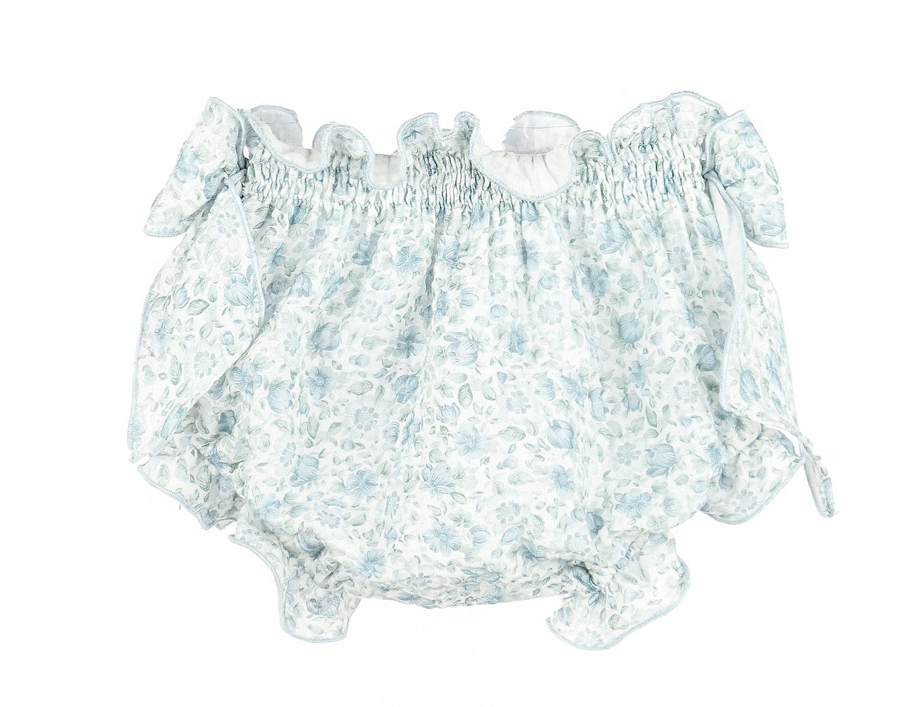 Sophie & Lucas Baby Girls Blue Green Perennial Blooms Bloomers Set
