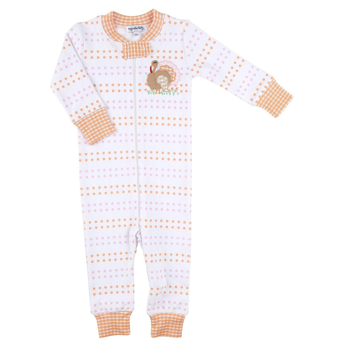 Magnolia Baby Turkey Time! Applique Zipped Pajamas - Girl
