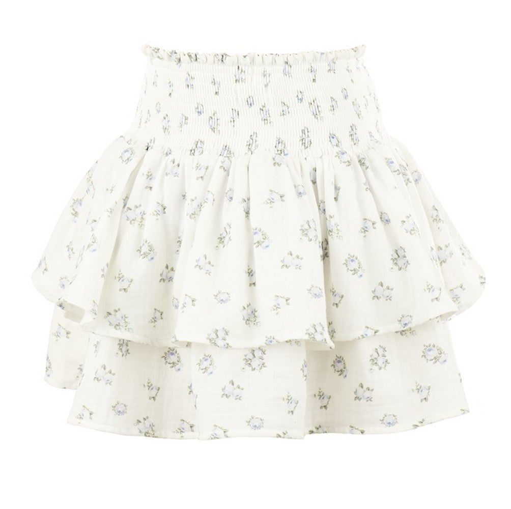 Luli & Me Gabby Girls Chloe High Low Smocked Skirt - Blue Bleu Rose Floral by Luli & Me