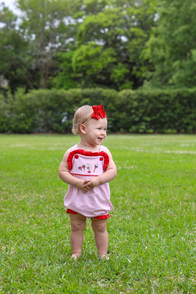 Trotter Street Kids Baby Girls Pink Mouse Embroidery Ruffle Sunsuit by Trotter Street Kids