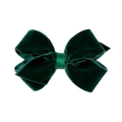 Wee Ones Girls Velvet / Satin Overlay Bow - Forest Green