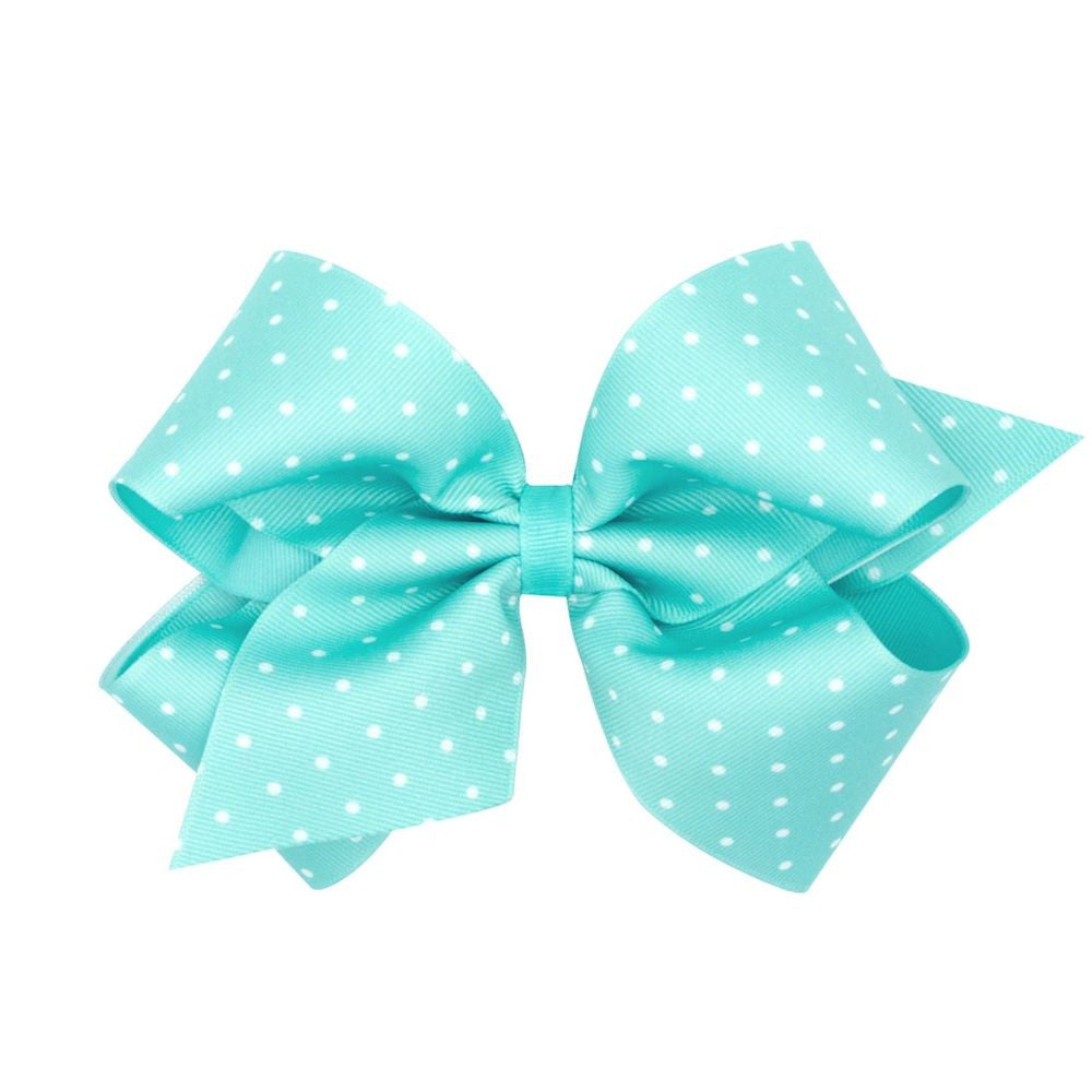 Wee Ones Girls Grosgrain Hair Bow - Tiny Dots - Aqua by Wee Ones