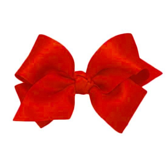 Wee Ones Girls Bow with Knot on Clip - French Satin - Ruby Red