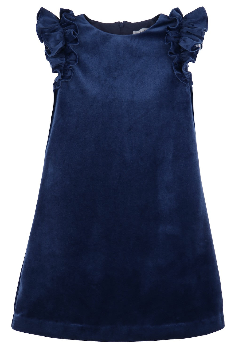 Luli & Me Maria Casero Girls Deluxe Velvet Holiday Party Shift Dress - Navy Blue
